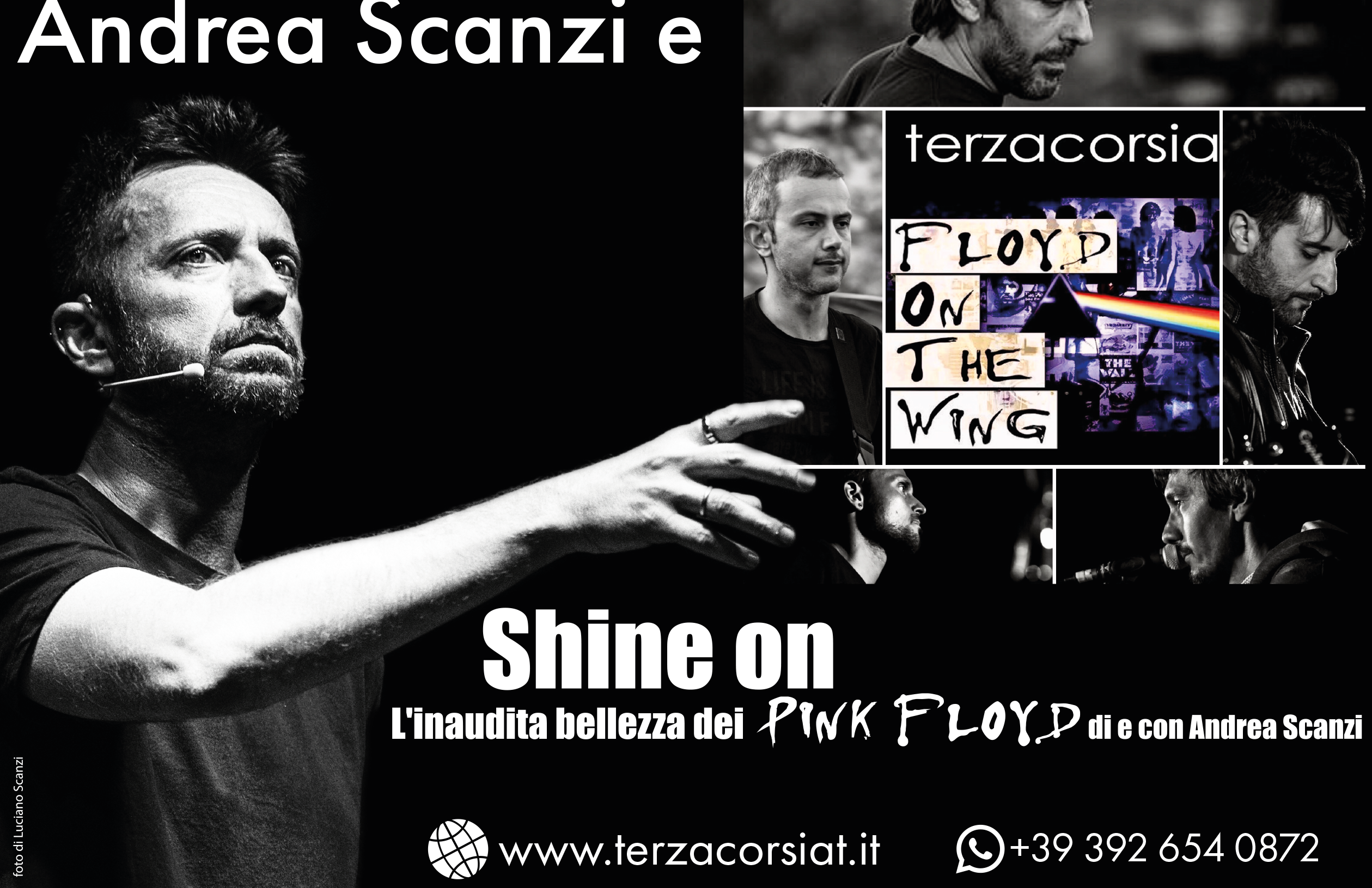 Con Andrea Scanzi e Floyd On The Wing Un concerto-spettacolo sui Pink Floyd: è questo “Shine on”.